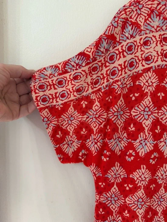 Lucky Brand orange pink blue knee length dress medium - Picture 4 of 8